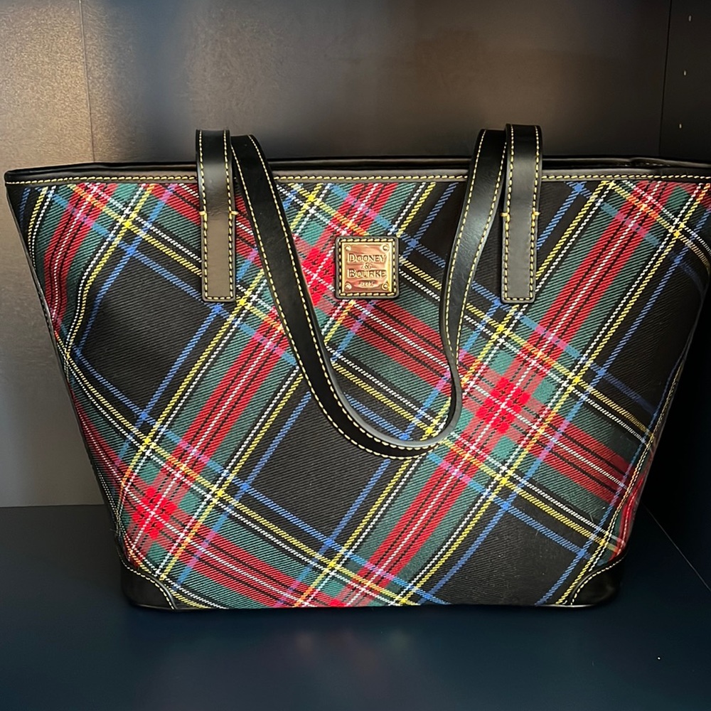 NEW Dooney & Bourke Tartan Charleston Zippered Tote Bag
